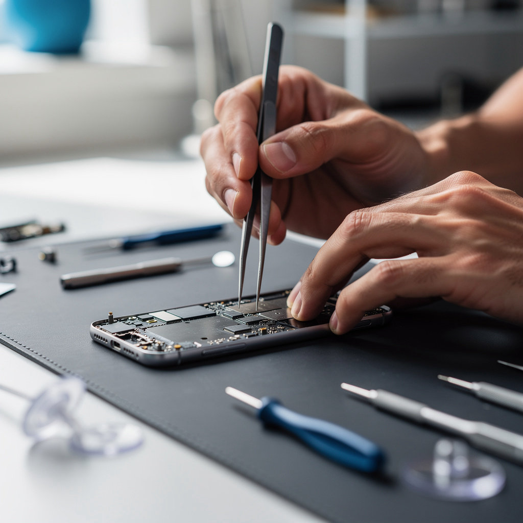 Phone Doctor Plus technician performing a professional mobile phone repair in San Diego